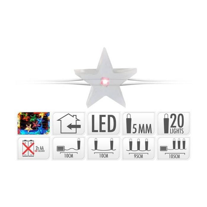 20LED MULTICOLOR BATTERIA STELLA